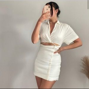 Zara cutout, collared, button down dress NWT